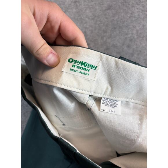 VINTAGE OshKosh B’gosh Best-Prest Pants Mens 36 Green Straight Leg Work Trousers - Picture 8 of 9
